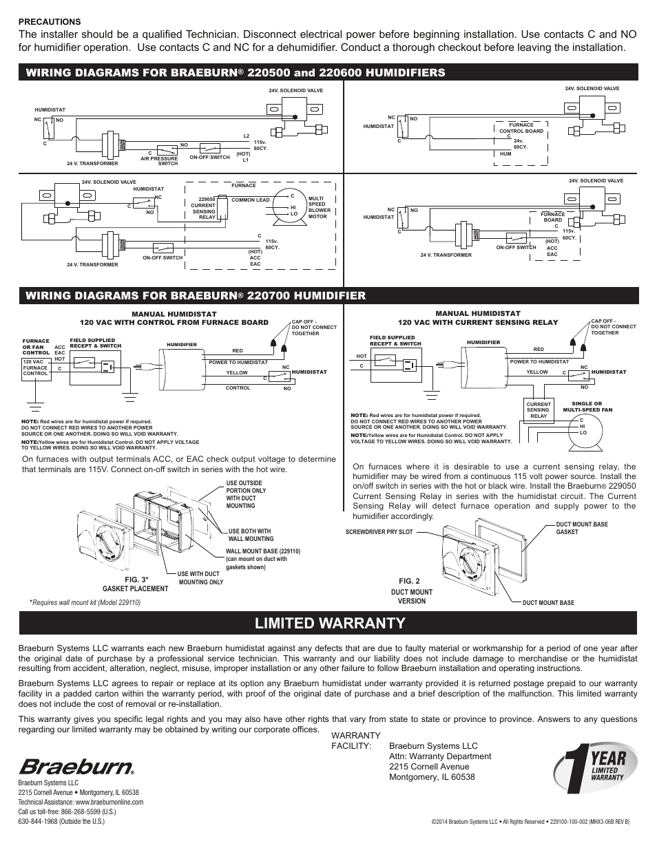 229100 p2, Limited warranty | Braeburn 229100 User Manual | Page 2 / 2