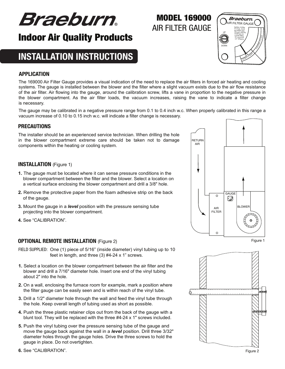 Braeburn 169000 User Manual | 2 pages