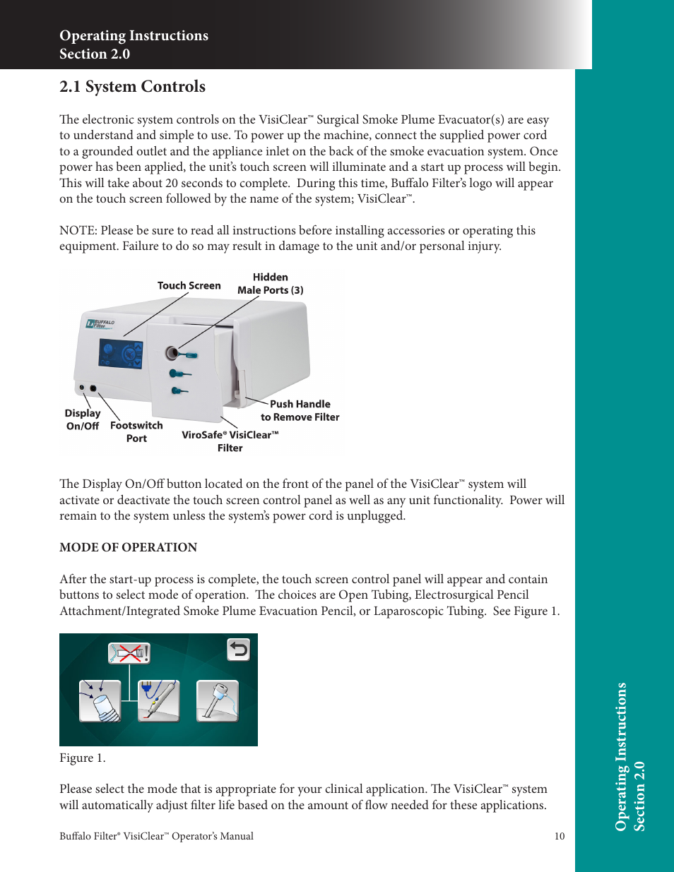 1 system controls | Buffalo Filter VisiClear User Manual | Page 10 / 30