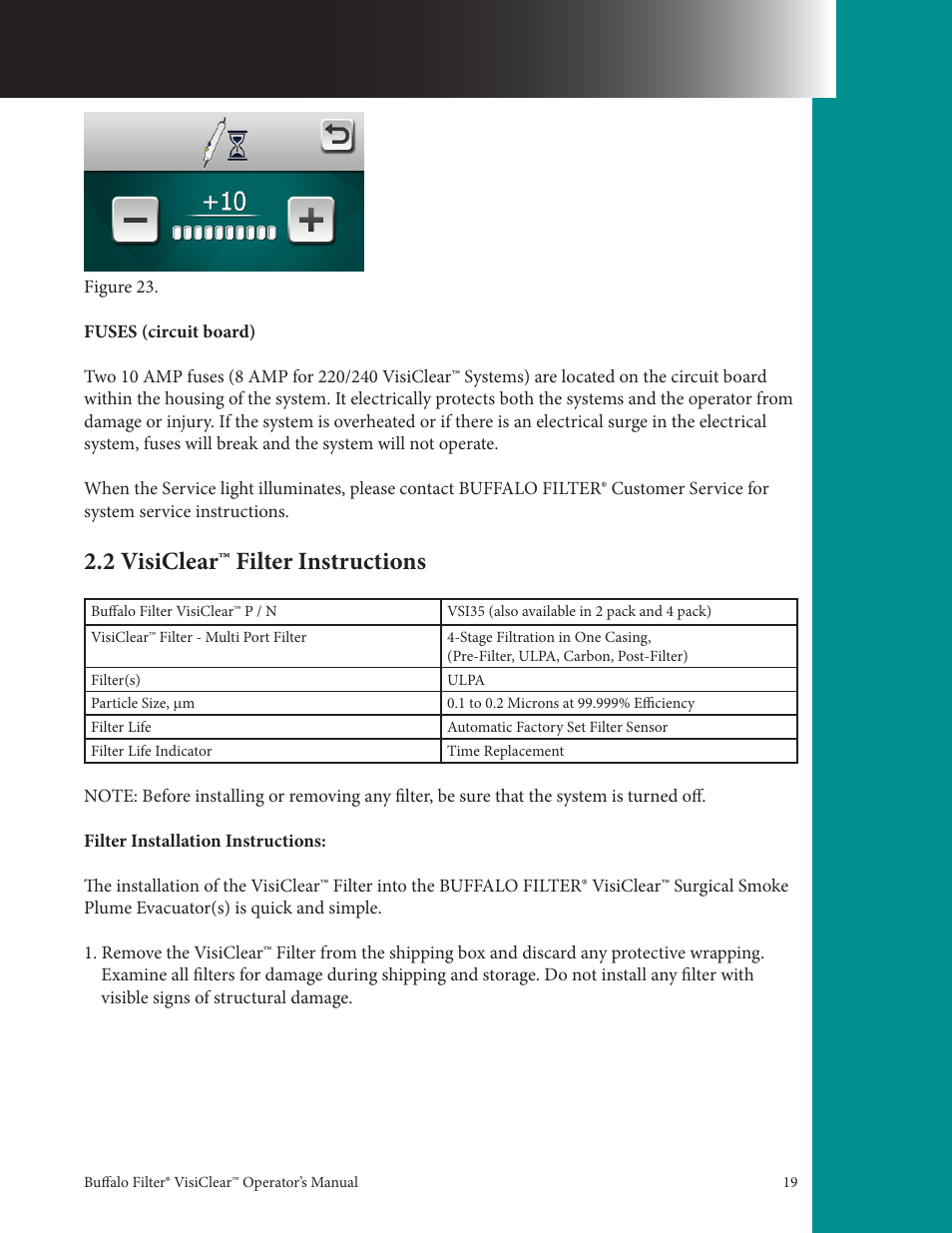 2 visiclear™ filter instructions | Buffalo Filter VisiClear User Manual | Page 19 / 30
