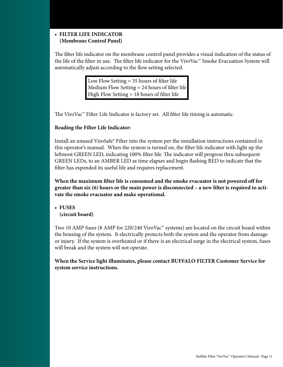 Buffalo Filter ViroVac User Manual | Page 12 / 26