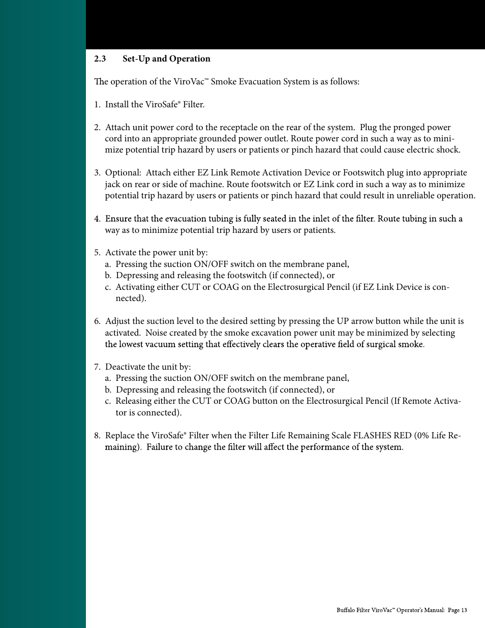 Buffalo Filter ViroVac User Manual | Page 14 / 26