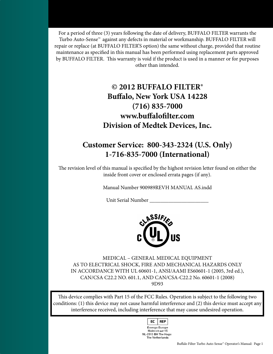 Buffalo Filter PlumeSafe Turbo User Manual | Page 2 / 135