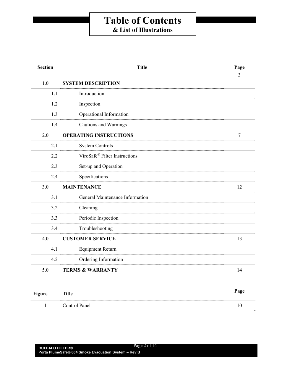 Buffalo Filter Porta PlumeSafe 604 User Manual | Page 3 / 75