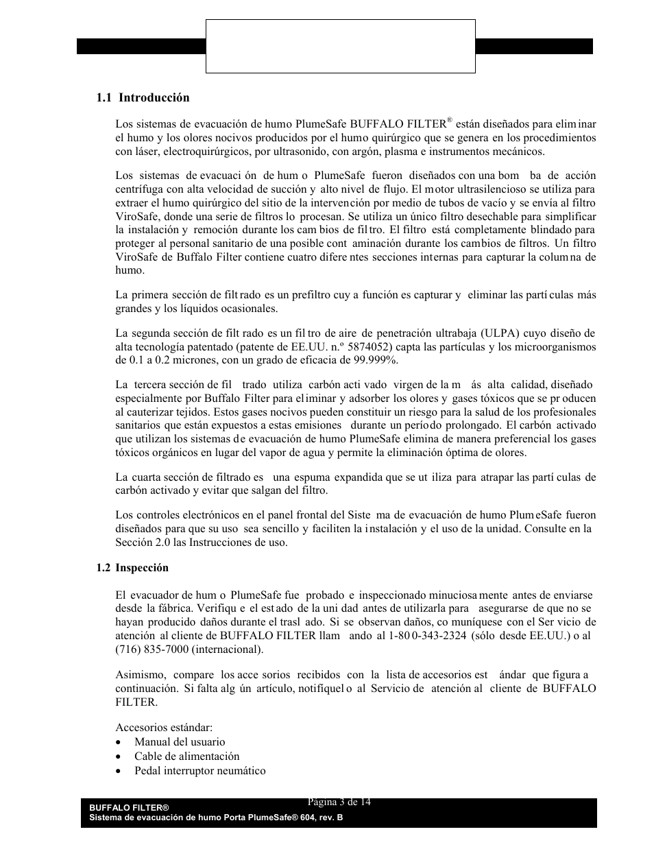 Descripción del sistema | Buffalo Filter Porta PlumeSafe 604 User Manual | Page 34 / 75