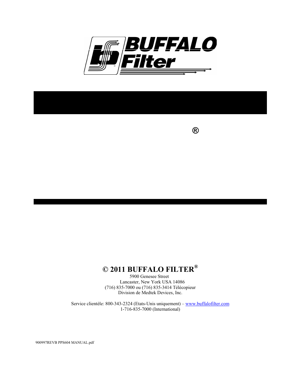 Pps604man-reva_fr.pdf, Manuel d'utilisation, Porta plumesafe | 604 système d'évacuation de la fumée, 2011 buffalo filter | Buffalo Filter Porta PlumeSafe 604 User Manual | Page 46 / 75