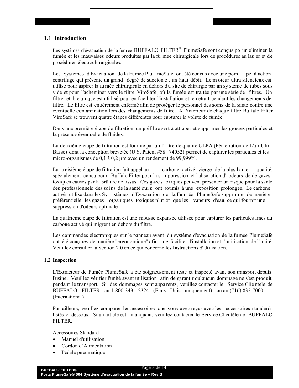 Description du système | Buffalo Filter Porta PlumeSafe 604 User Manual | Page 49 / 75