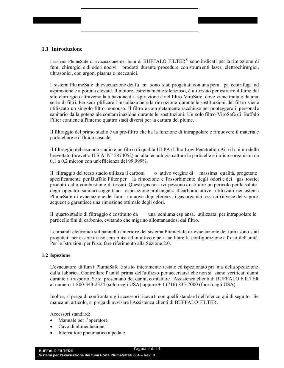 Descrizione dell'unità | Buffalo Filter Porta PlumeSafe 604 User Manual | Page 64 / 75