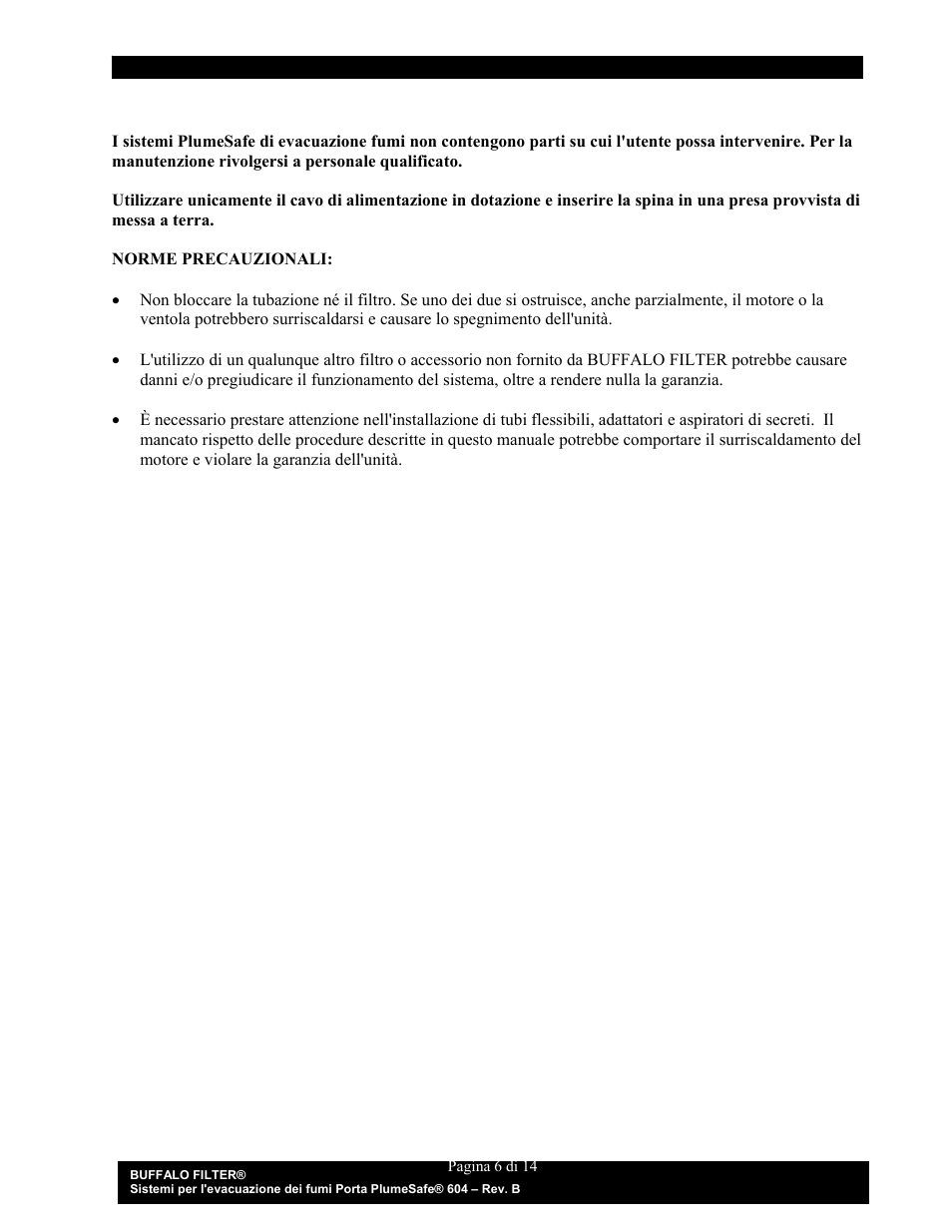 Buffalo Filter Porta PlumeSafe 604 User Manual | Page 67 / 75