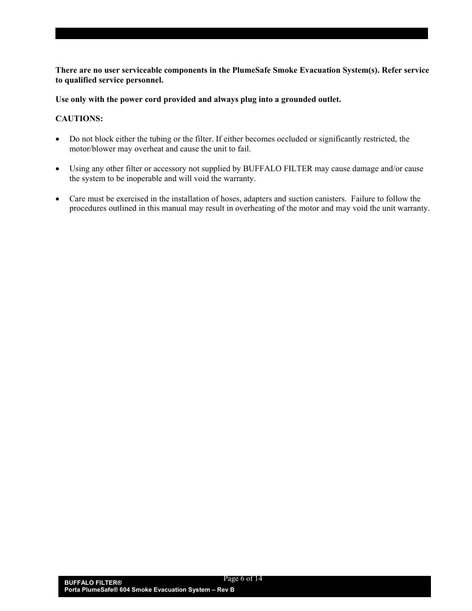 Buffalo Filter Porta PlumeSafe 604 User Manual | Page 7 / 75