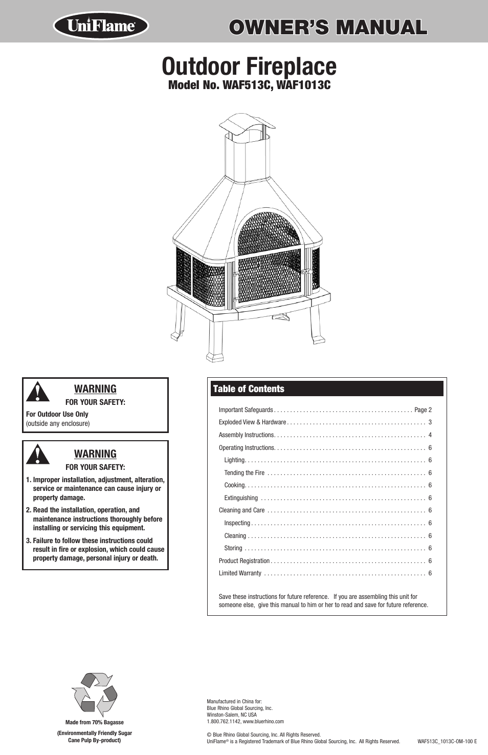 Blue Rhino WAF513C User Manual | 8 pages