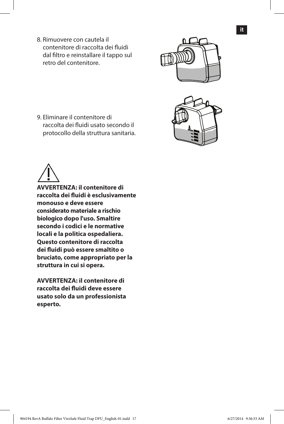 Buffalo Filter ViroSafe Fluid Trap User Manual | Page 17 / 40