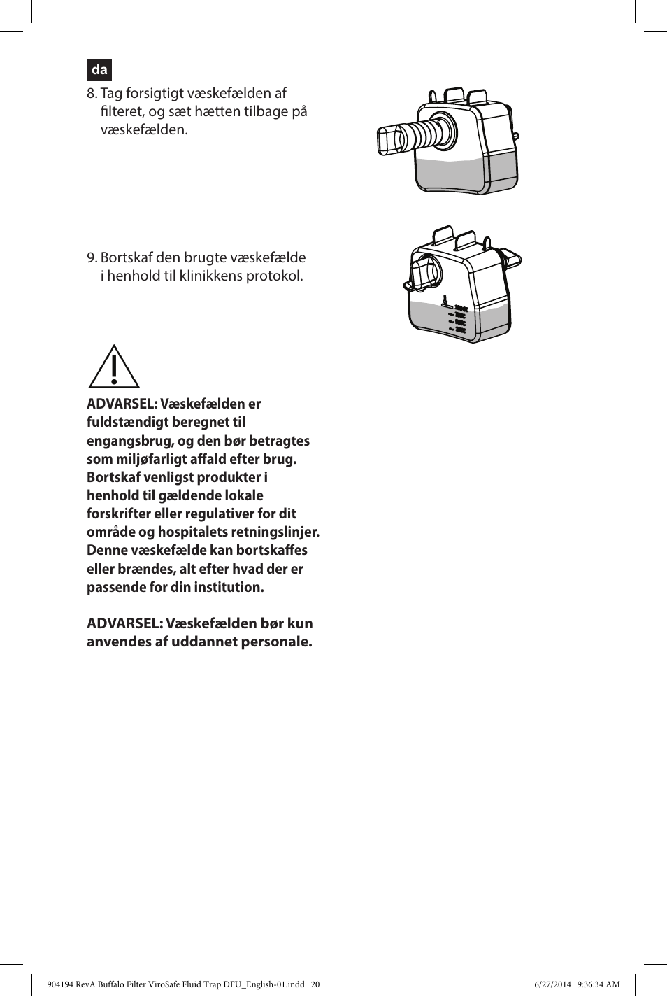 Buffalo Filter ViroSafe Fluid Trap User Manual | Page 20 / 40