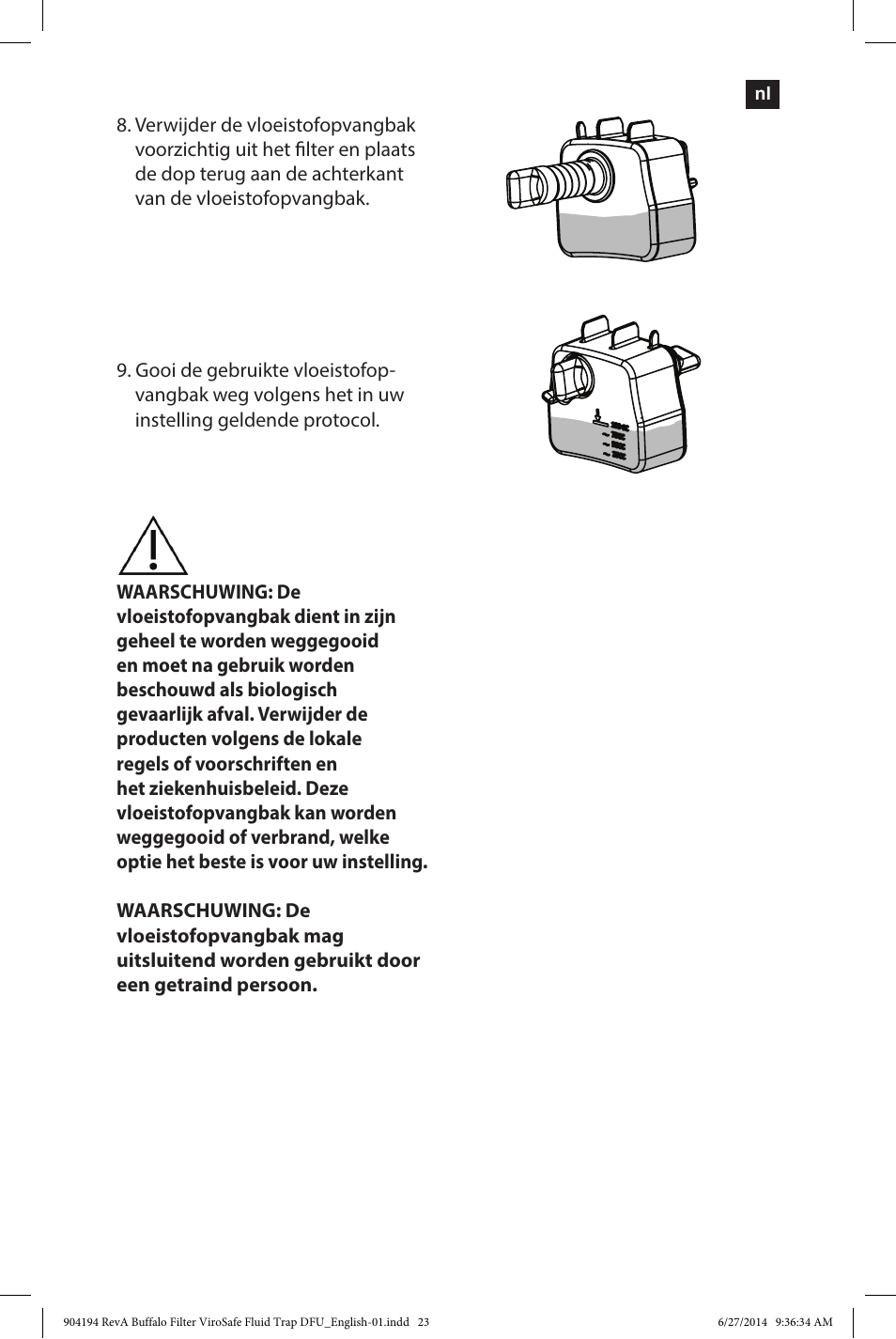 Buffalo Filter ViroSafe Fluid Trap User Manual | Page 23 / 40