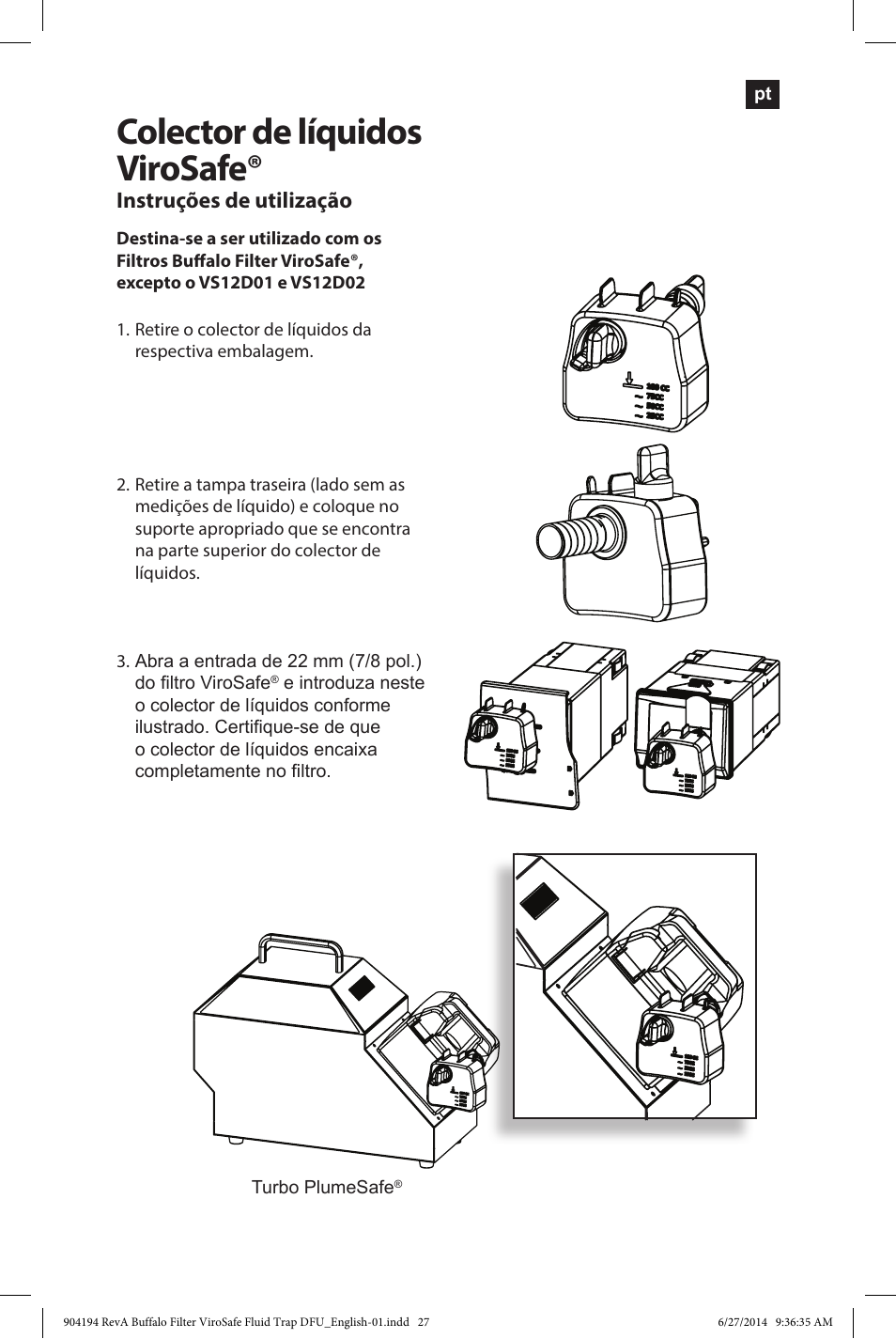 Colector de líquidos virosafe | Buffalo Filter ViroSafe Fluid Trap User Manual | Page 27 / 40