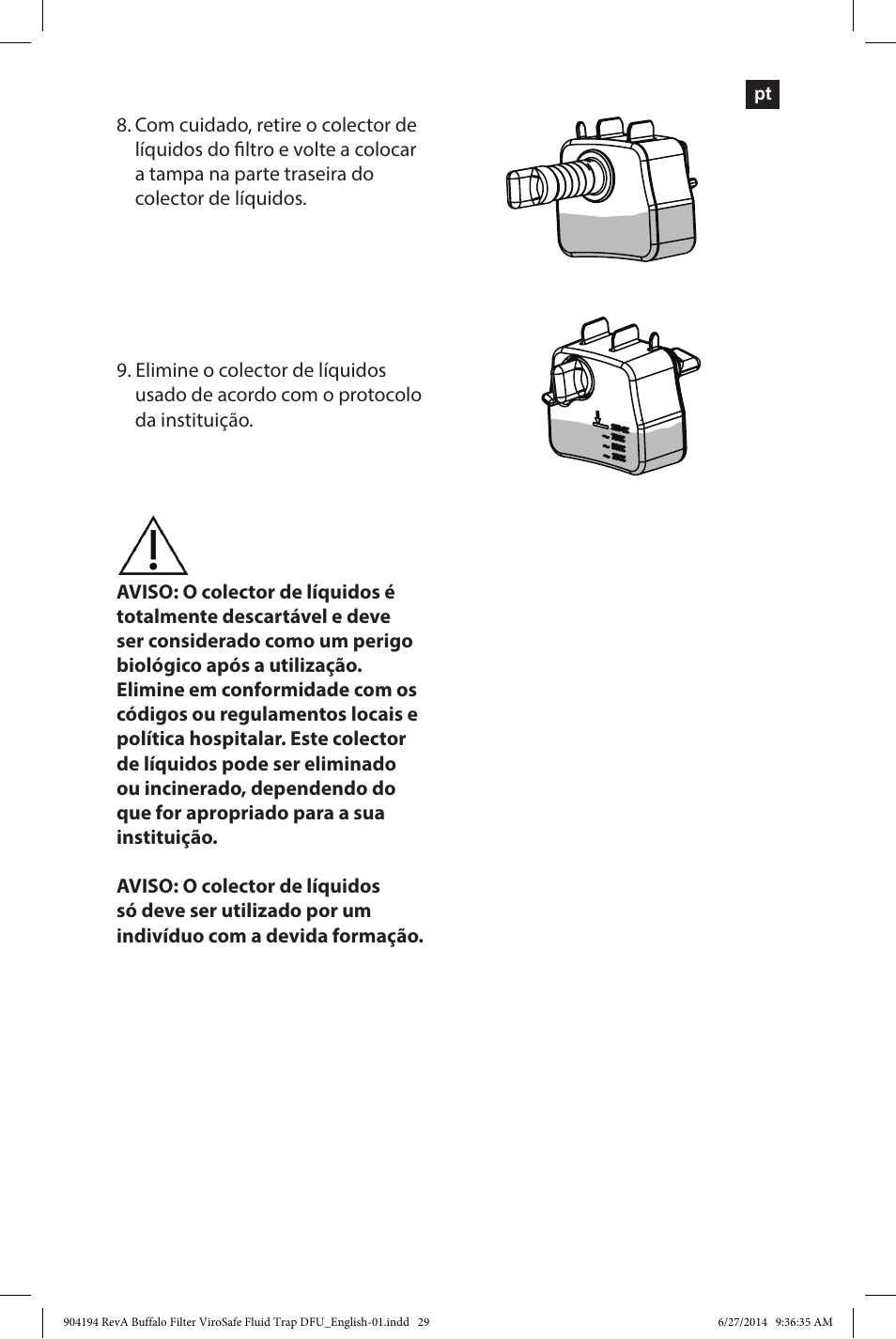 Buffalo Filter ViroSafe Fluid Trap User Manual | Page 29 / 40