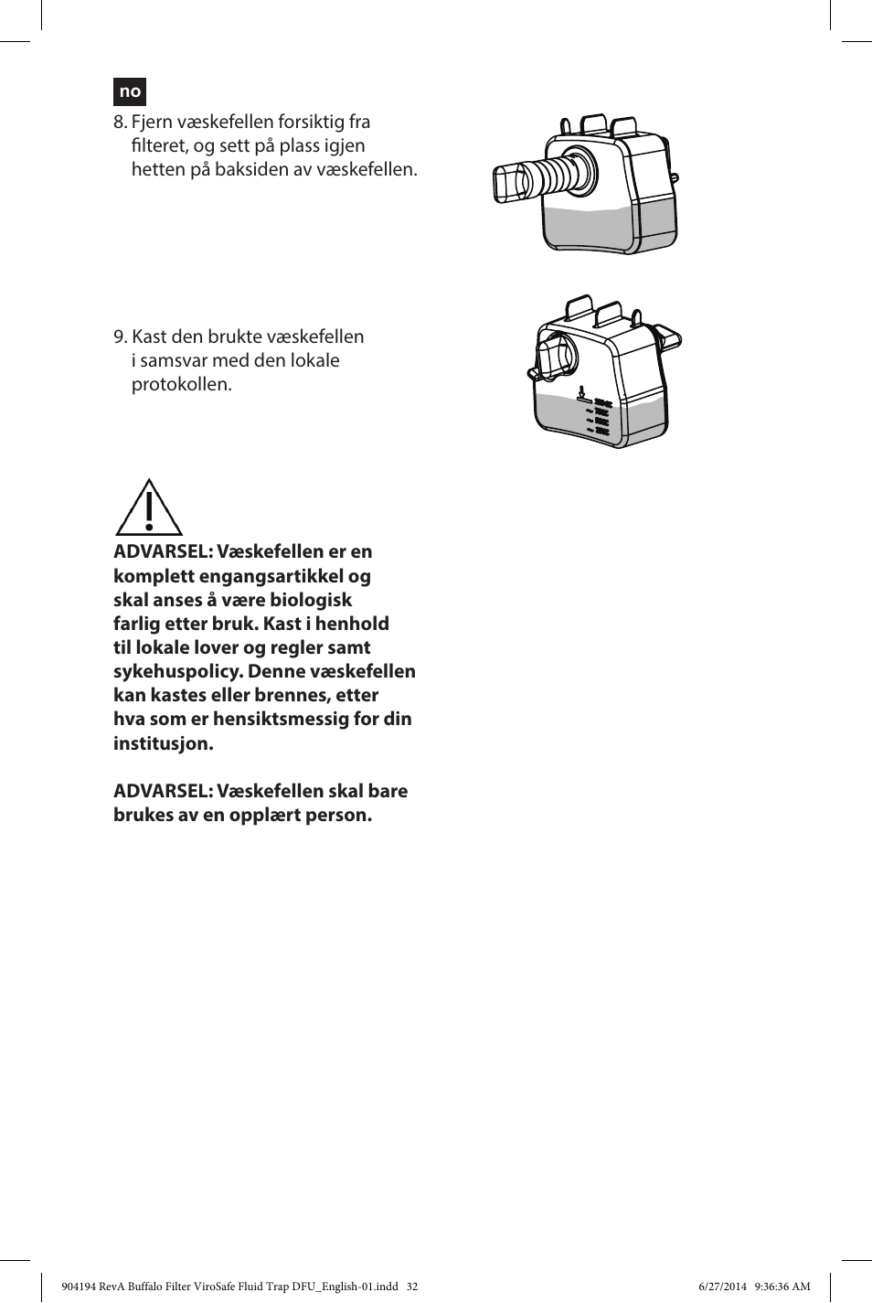 Buffalo Filter ViroSafe Fluid Trap User Manual | Page 32 / 40