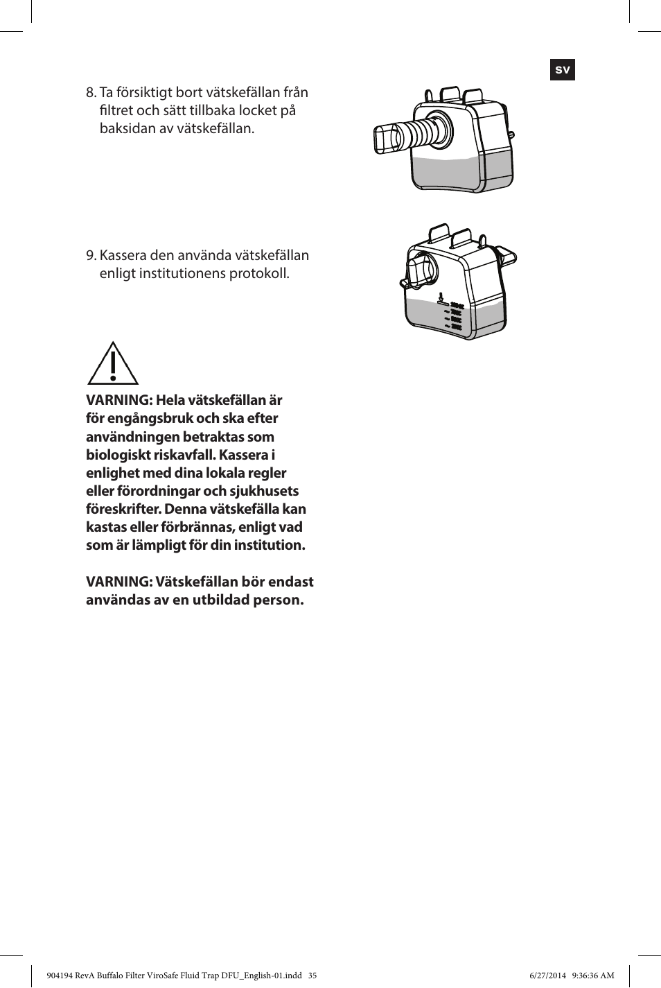 Buffalo Filter ViroSafe Fluid Trap User Manual | Page 35 / 40