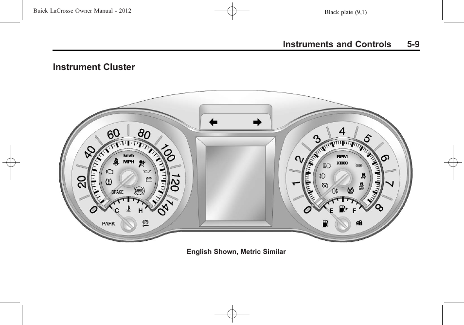 Instrument cluster, Instrument cluster -9 | Buick 2012 LaCrosse User Manual | Page 125 / 496