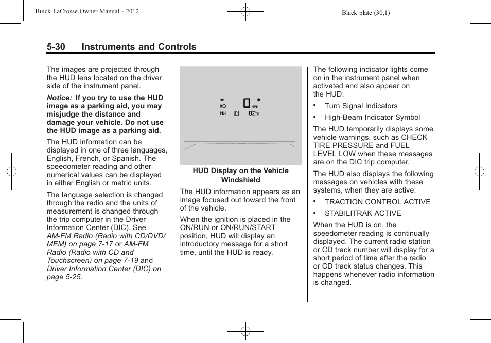 30 instruments and controls | Buick 2012 LaCrosse User Manual | Page 146 / 496