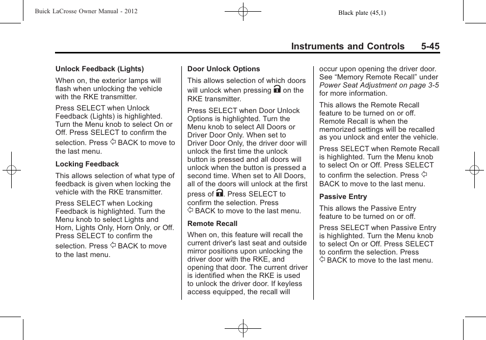 Buick 2012 LaCrosse User Manual | Page 161 / 496