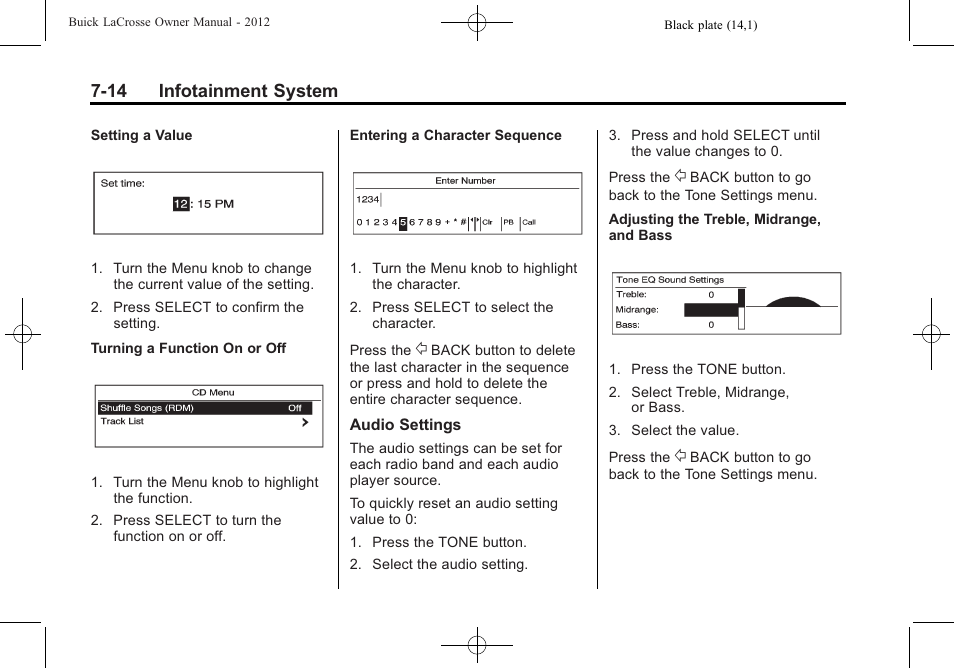 14 infotainment system | Buick 2012 LaCrosse User Manual | Page 188 / 496