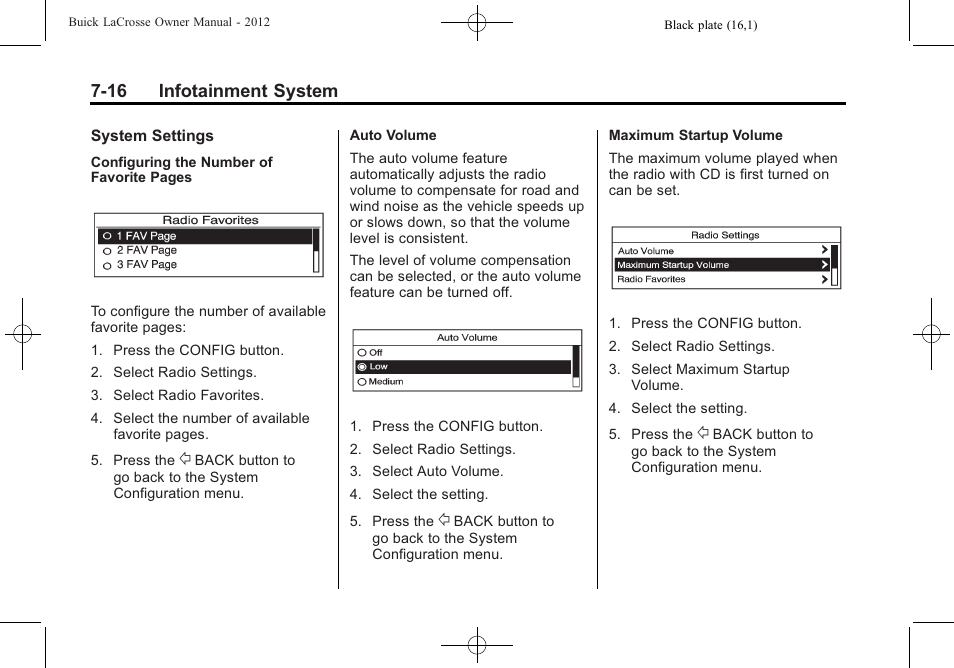 16 infotainment system | Buick 2012 LaCrosse User Manual | Page 190 / 496