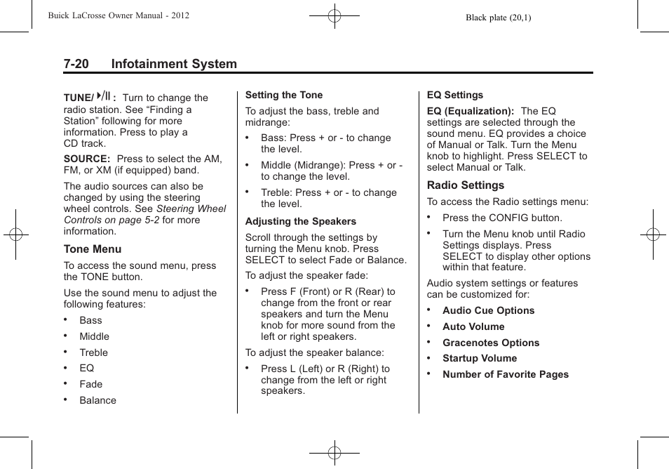 20 infotainment system | Buick 2012 LaCrosse User Manual | Page 194 / 496