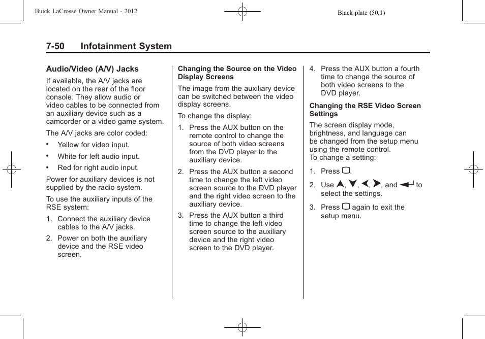 50 infotainment system | Buick 2012 LaCrosse User Manual | Page 224 / 496