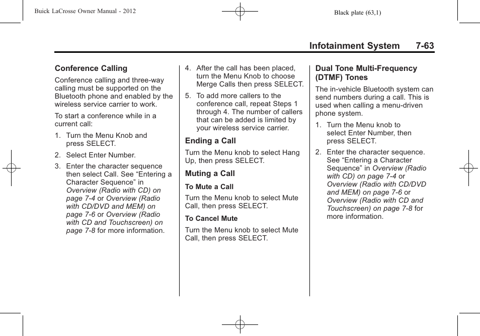 Infotainment system 7-63 | Buick 2012 LaCrosse User Manual | Page 237 / 496