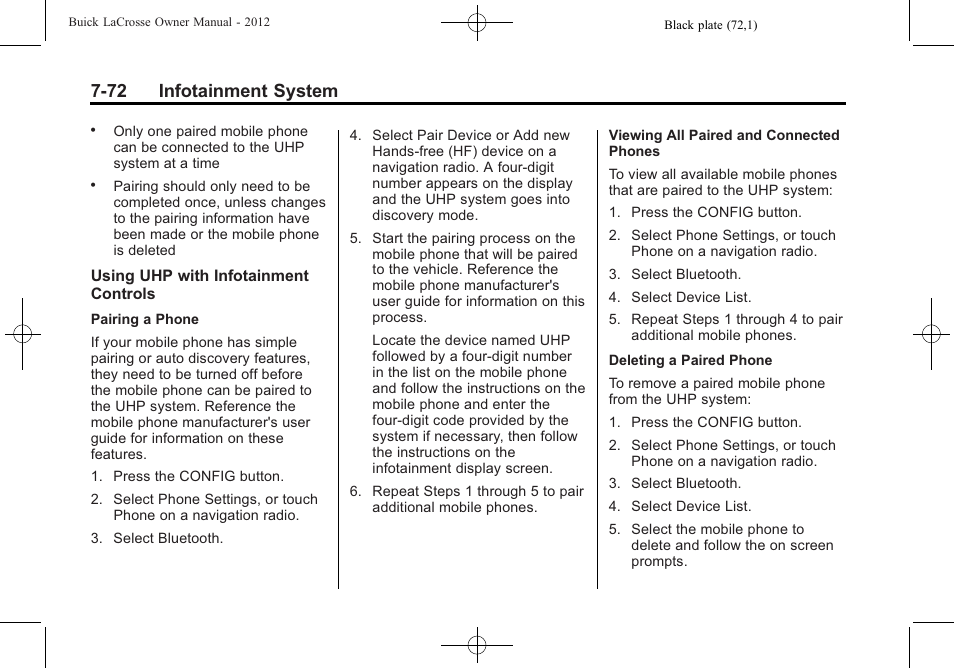 72 infotainment system | Buick 2012 LaCrosse User Manual | Page 246 / 496