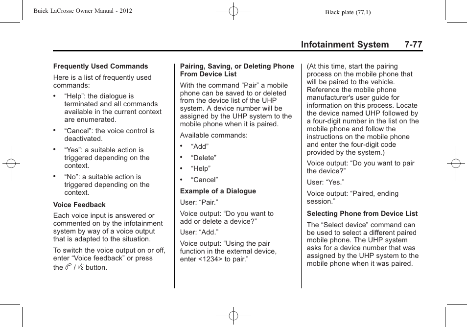 Infotainment system 7-77 | Buick 2012 LaCrosse User Manual | Page 251 / 496