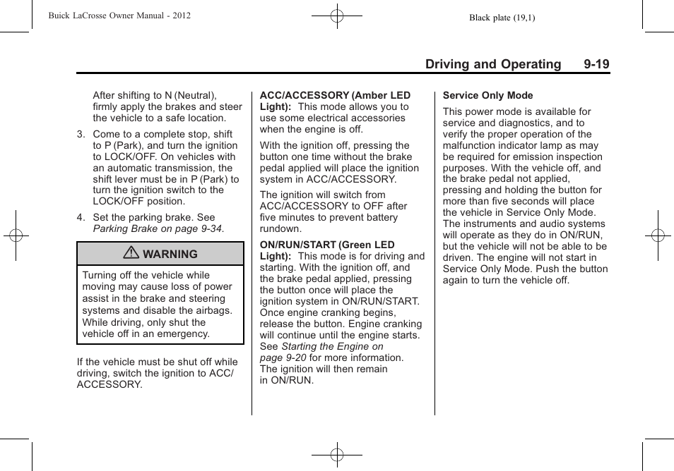 Buick 2012 LaCrosse User Manual | Page 285 / 496