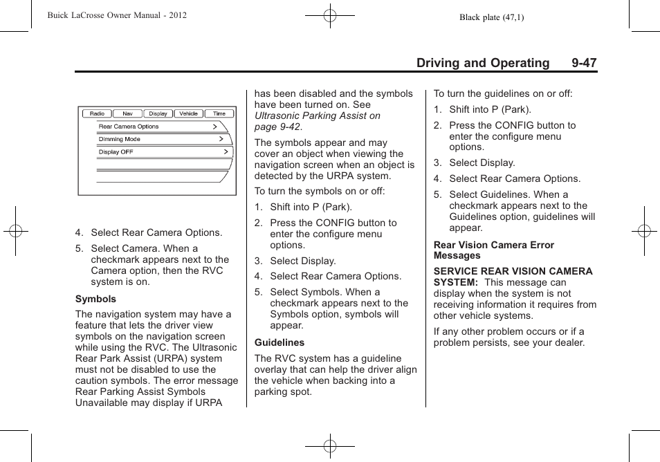 Driving and operating 9-47 | Buick 2012 LaCrosse User Manual | Page 313 / 496