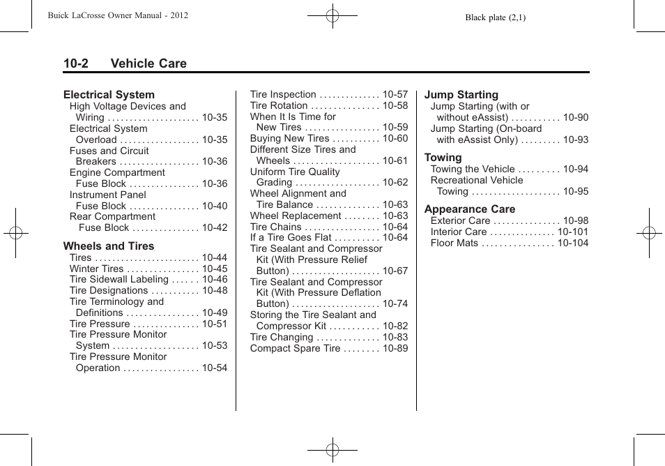 2 vehicle care | Buick 2012 LaCrosse User Manual | Page 328 / 496