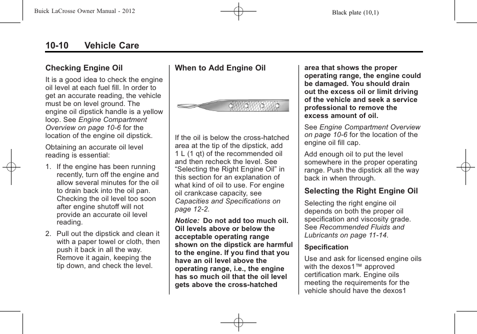 10 vehicle care | Buick 2012 LaCrosse User Manual | Page 336 / 496