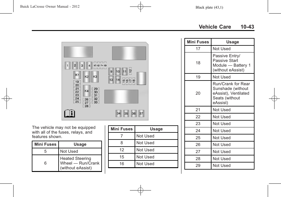 Vehicle care 10-43 | Buick 2012 LaCrosse User Manual | Page 369 / 496