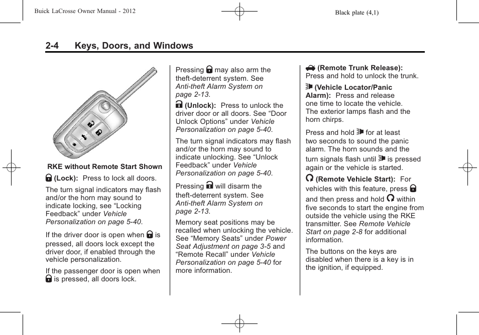 Buick 2012 LaCrosse User Manual | Page 38 / 496