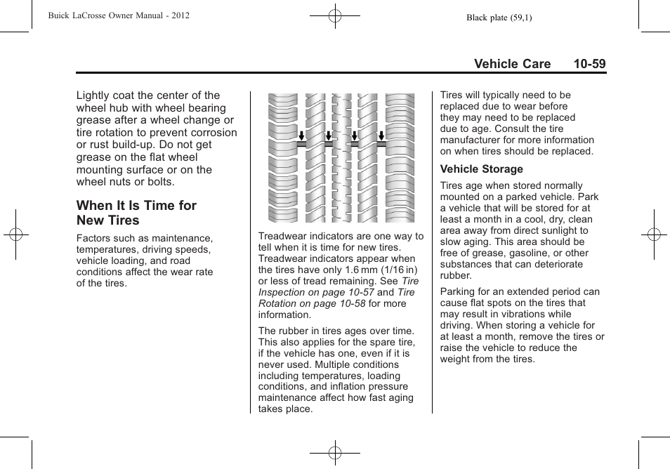 When it is time for new tires, When it is time for, New tires -59 | Buick 2012 LaCrosse User Manual | Page 385 / 496