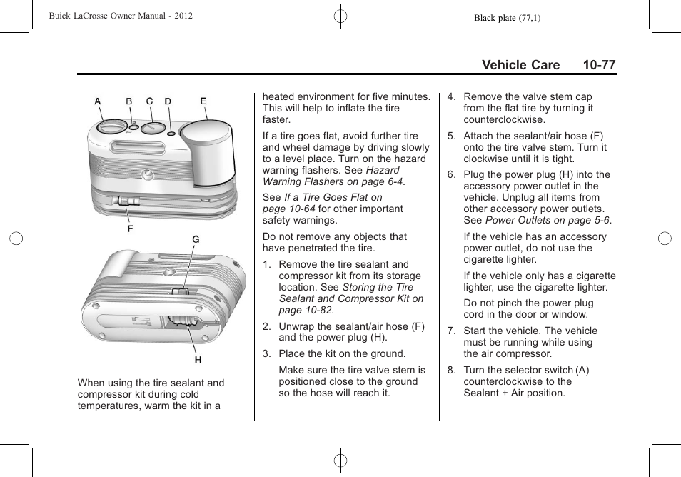 Vehicle care 10-77 | Buick 2012 LaCrosse User Manual | Page 403 / 496