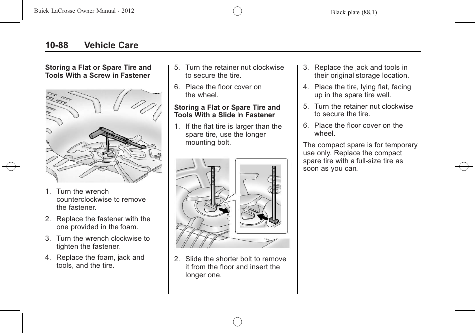 88 vehicle care | Buick 2012 LaCrosse User Manual | Page 414 / 496