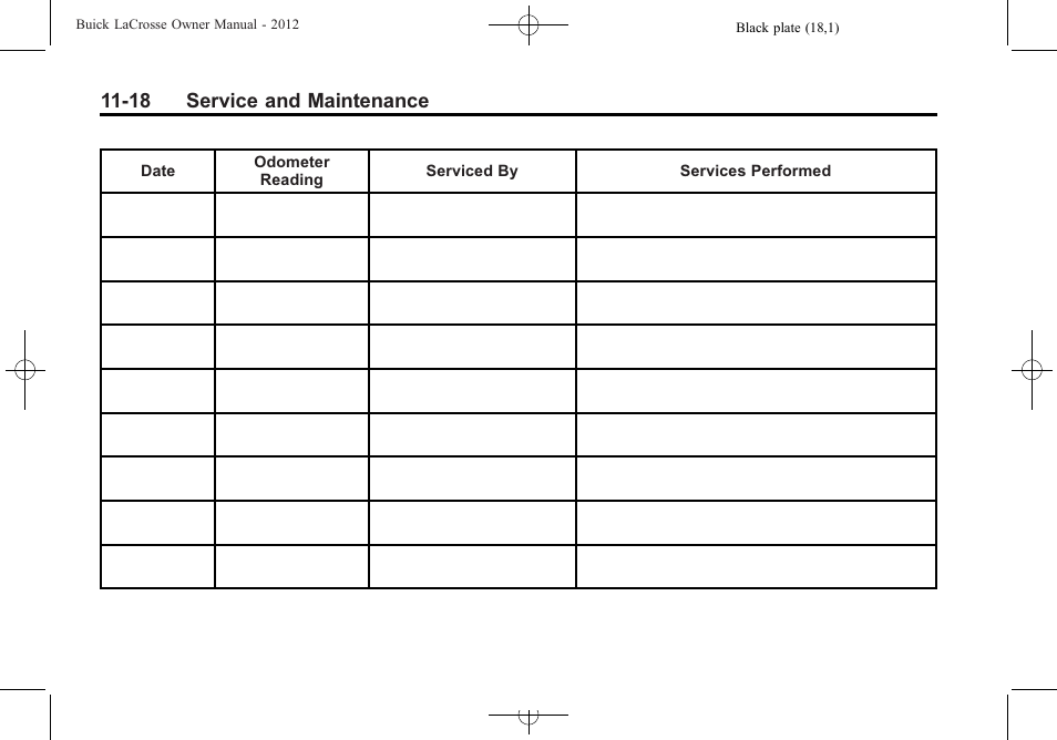 18 service and maintenance | Buick 2012 LaCrosse User Manual | Page 448 / 496