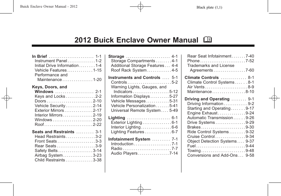 Buick 2012 Enclave User Manual | 474 pages