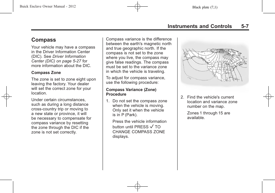 Compass, Compass -7 | Buick 2012 Enclave User Manual | Page 127 / 474