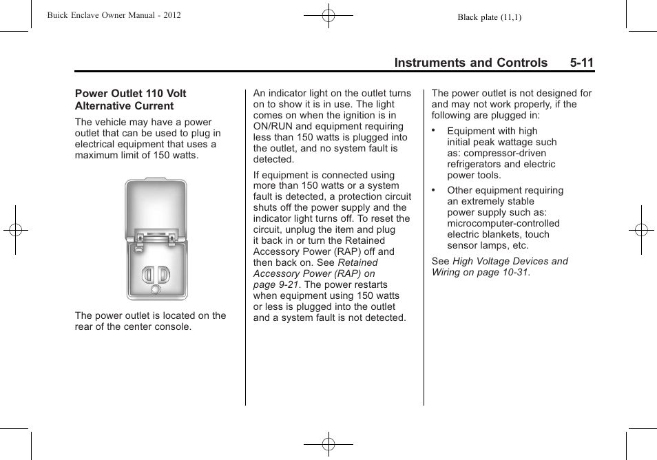 Instruments and controls 5-11 | Buick 2012 Enclave User Manual | Page 131 / 474