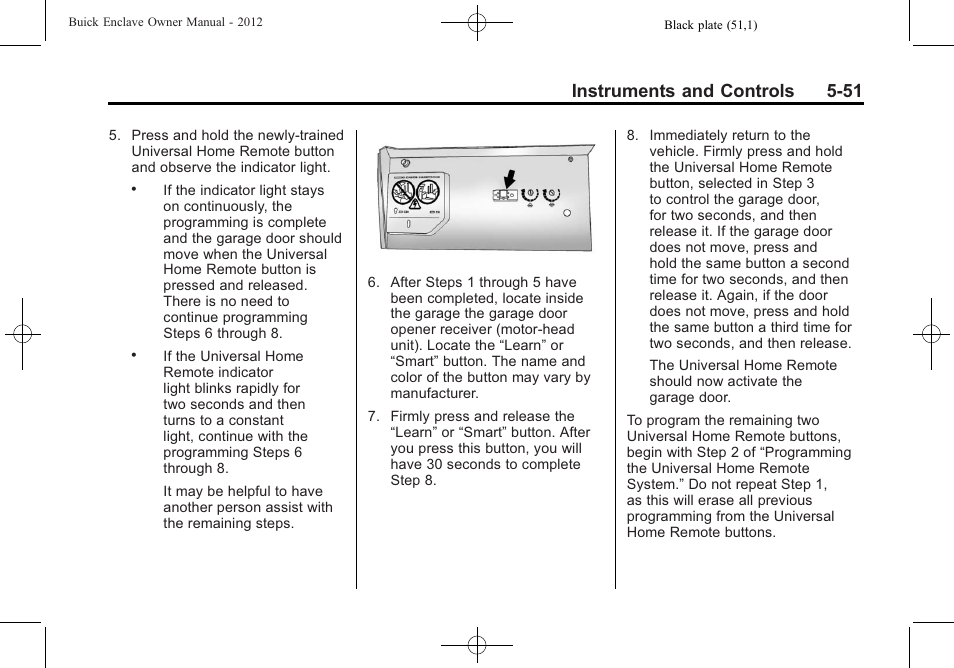 Instruments and controls 5-51 | Buick 2012 Enclave User Manual | Page 171 / 474