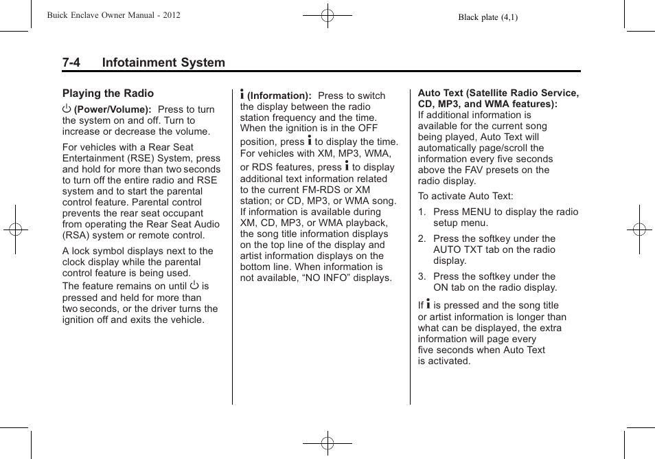 Buick 2012 Enclave User Manual | Page 188 / 474