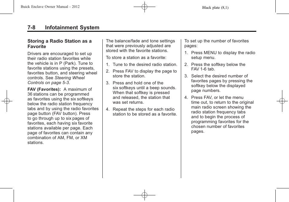 8 infotainment system | Buick 2012 Enclave User Manual | Page 192 / 474