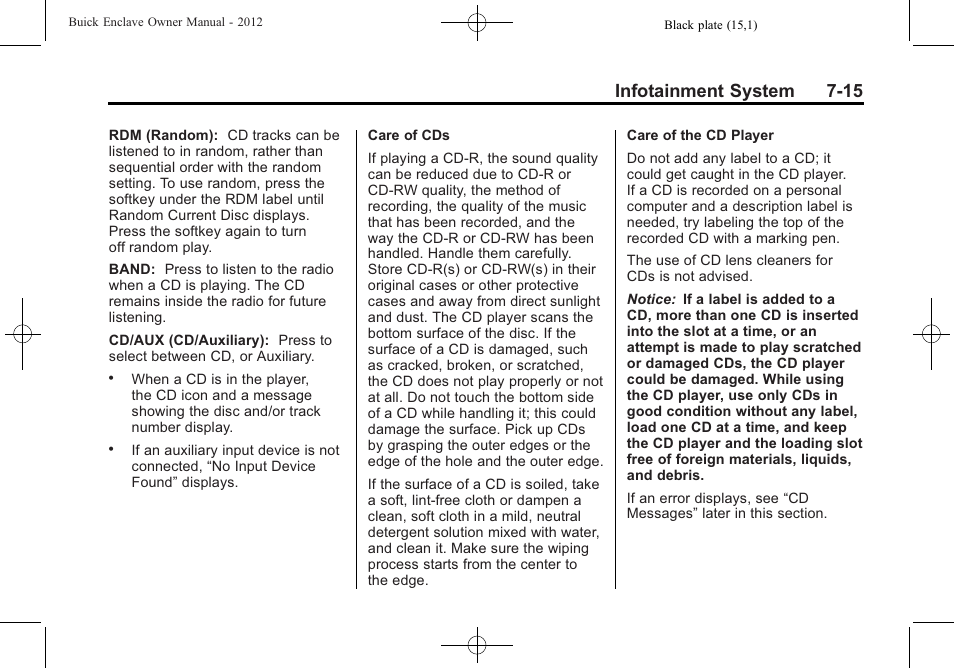 Infotainment system 7-15 | Buick 2012 Enclave User Manual | Page 199 / 474