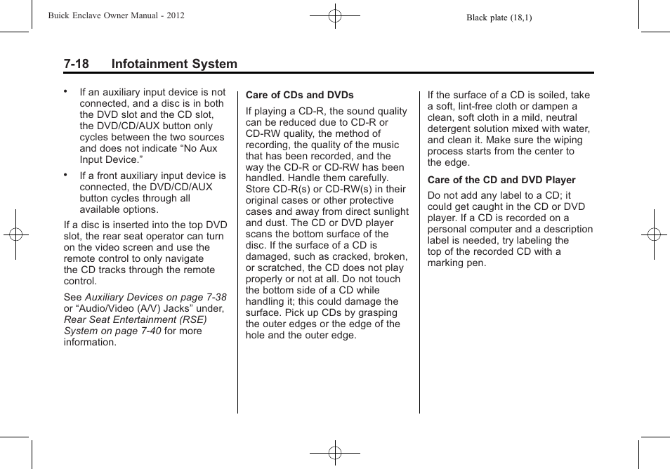 18 infotainment system | Buick 2012 Enclave User Manual | Page 202 / 474